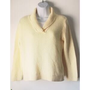 Christopher & Banks Womens Butter Yellow Collared Sweater Size Petite Medium
